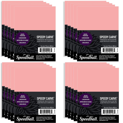 Bloco de Impressão Speedball Speedy-Carve, Retângulo, Rosa, 3 x 4 Polegadas (Pacote de 20)