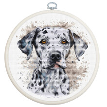 Luca-S Cross Stitch Kit with Hoop Included  Counted Cross Stitch Kit for Adults  Embroidery Kit (The Dalmatian)