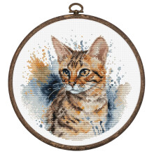 Luca-S Cross Stitch Kit with Hoop  The Bengal Cat  Counted Cross Stitch Kit for Adults  BC210  Embroydery Kit