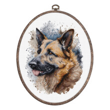 Luca-S Cross Stitch Kit with Hoop Included - The German Shepherd  Counted Cross Stitch Kit Kit  BC214