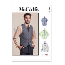 McCall's Miesten vuorattu liivi Rusetti ja paidat Ompelumallisarja Suunnittelukoodi M8415 Koot XL-XXL-XXXL