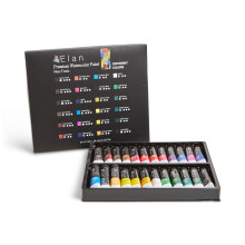 Elan Professional Watercolor Paint Set 24 Liquid Watercolor Paint Tubes 0.4oz Artist Paint Set for Adults Professional Paint Set Non Toxic Artist