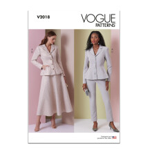 Vogue Misses' Fitted Lined Peplum Jacket  Skirt and Tapered Pants Sewing Pattern Packet  Design Code V2018  Sizes 12-14-16-18-20  Multicolor