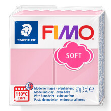 STAEDTLER 8020-T21 FIMO Soft Oven-Hardening Polymer Modelling Clay - Strawberry Cream (1 x 57g Block)