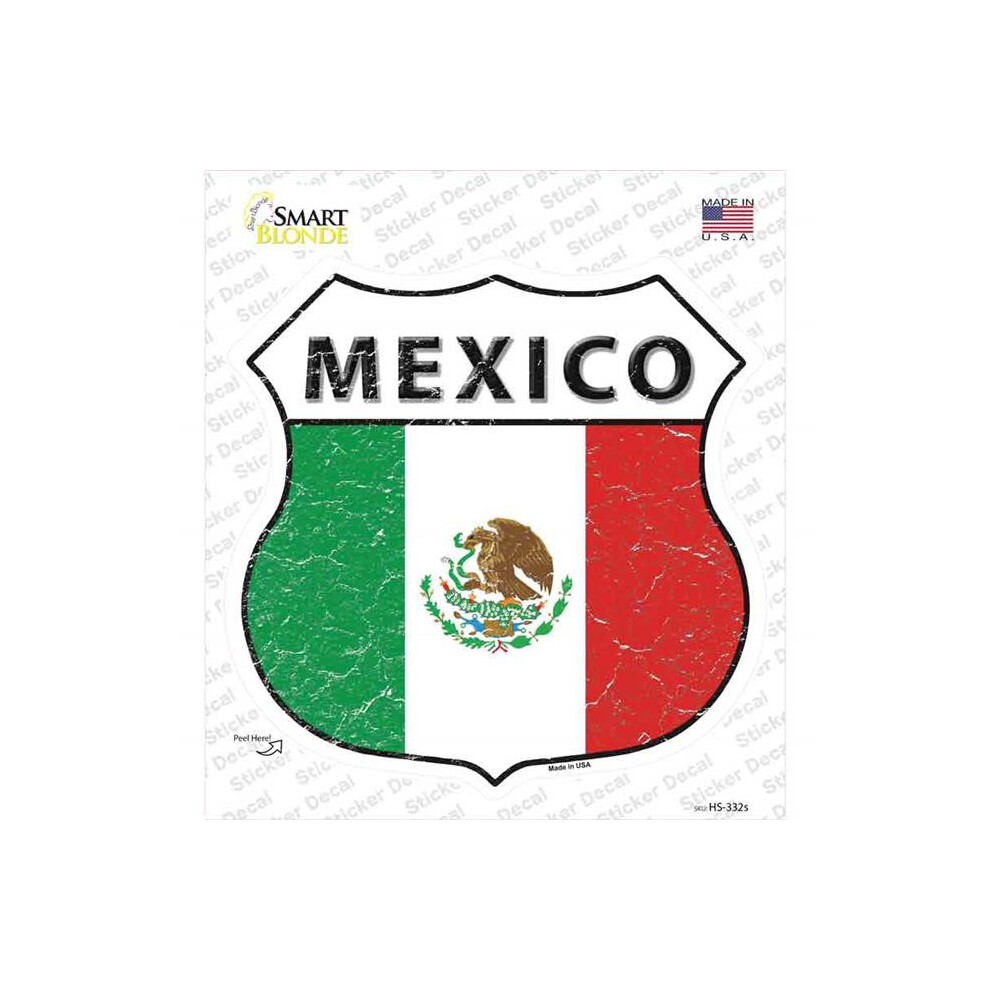 Smart Blonde Hs-332S-M Mexico Flag Novelty Highway Shield Sticker Decal - Medium 792636444197