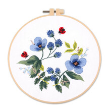 Meecaa Flower Insect Embroidery Kit Starter Set Hand Embroidery Set Pattern Printed Cross Stitch Set for Beginner Adults with Embroidery Hoop and I