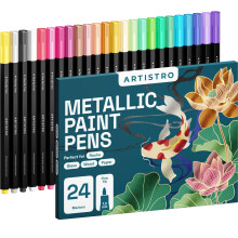 ARTISTRO 24 metallic markers met fijne punt Metallic acrylverfstiften Metallic verfpennen Voorgeactiveerde metallic pennen voor kinderen en volwassen