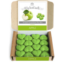 Apple Wax Melts - 16 x 5g Heart Shaped Green Apple Wax Melts in an ECO Friendly Gift Box Candle Alternative