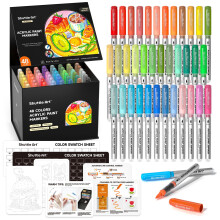 Shuttle Art Automatische Inktcontrole Acrylverfmarkers, 48 Kleuren Penseel Tip Acrylverf Pennen