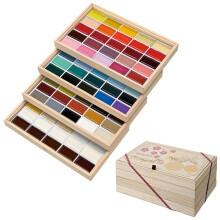 Kuretake GANSAI TAMBI Watercolor Paint Set 100 Colors with Wooden Box Professional-quality art supplies for artists adult painting Non-Toxic Made in