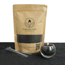 comforder Sand Candle with Wicks Pearled Candle Refillable Candle 14oz Sand Wax Candle Granules + 4 Candle Wicks (Black)
