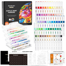 Shuttle Art Automatische Inktregeling Acrylverf Markers, 60 Kleuren Borstelpunt Pens