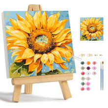 Framed Paint by Numbers Kit Sunflower Acrylic Easy Paint by Number with Frame Watercolor Paint by Number Kits on Canvas Framed for Adults Beginners &