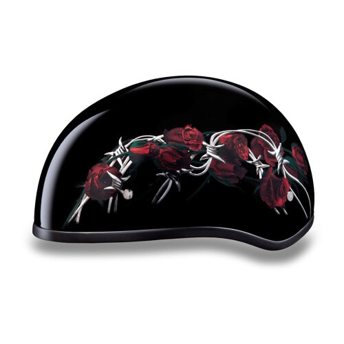Daytona HELMETS Motorcycle Half Helmet Skull Cap- Barbed Roses 100% DOT Approved 1