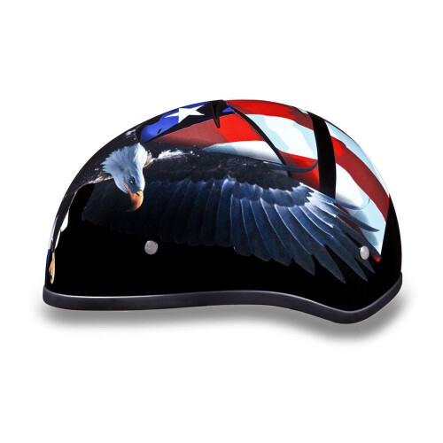 Daytona HELMETS Motorcycle Half Helmet Skull Cap- Freedom 100% DOT Approved 1
