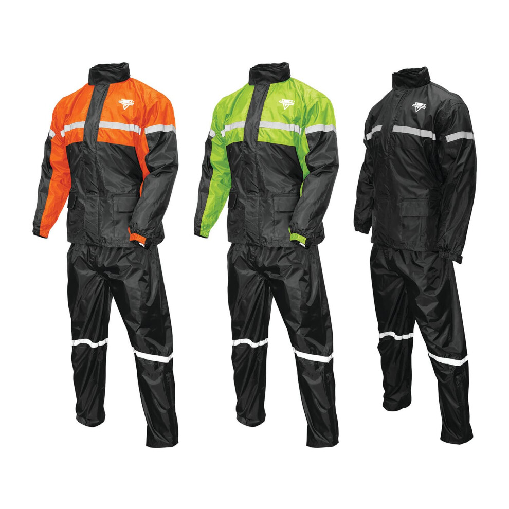 Traje De Lluvia Nelson Rigg Stormrider; Incluye Pantal N Y Chaqueta 100 % Impermeables Con Franjas Reflectantes (Naranja/Negro, Talla Xl)-image