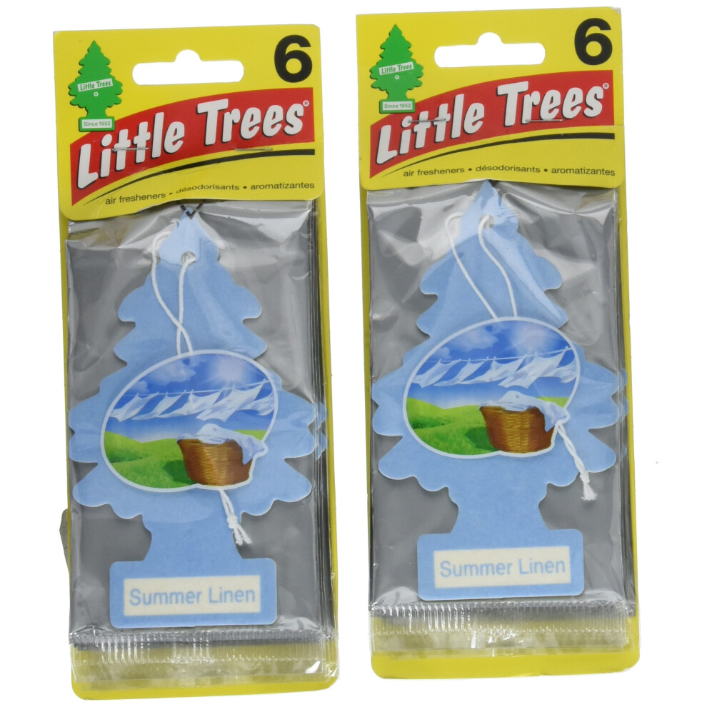Little Trees Cardboard Hanging Car  Home & Office Air Freshener  Summer Linen (Pack of 12)-image-OPC-PGC2CD2-NEW