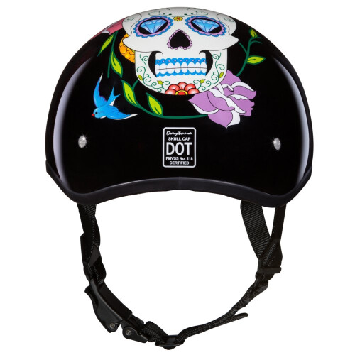 Daytona HELMETS Motorcycle Half Helmet Skull Cap- Diamond Skull 100% DOT Approved 1