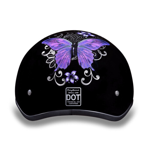 Daytona HELMETS Motorcycle Half Helmet Skull Cap- Butterfly 100% DOT Approved 2