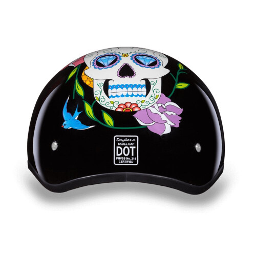 Daytona HELMETS Motorcycle Half Helmet Skull Cap- Diamond Skull 100% DOT Approved