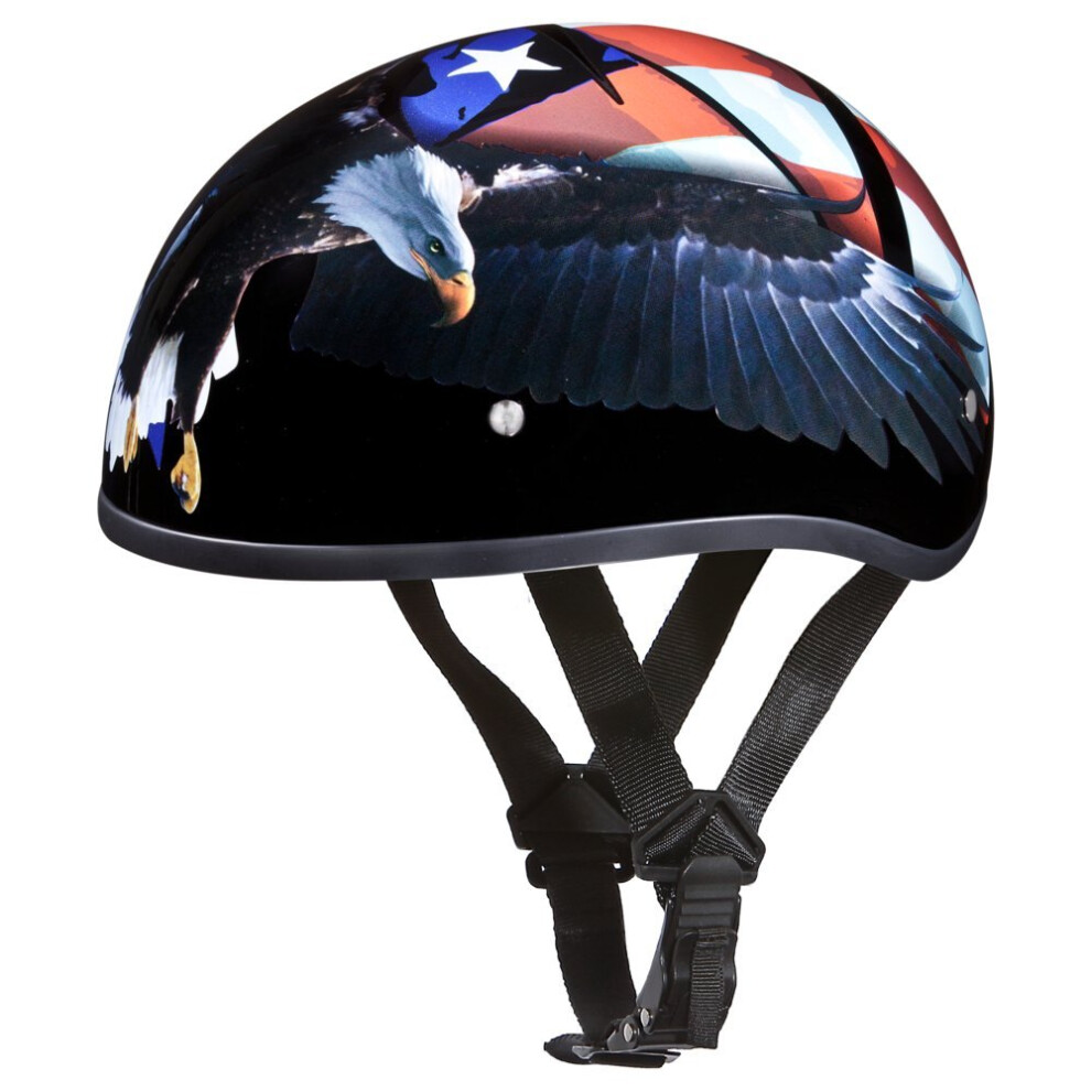 Daytona Helmets Motorcycle Half Helmet Skull Cap- Freedom 100% Dot Approved 707089640935