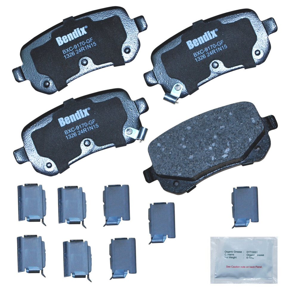 Bendix Priority1 Cfc1326 Ceramic Rear Brake Pads For Chrysler Town & Country 2012-2008 Dodge Grand Caravan 2012-2008 Journey 2012-2009 Ram C/V 2012 887243214629