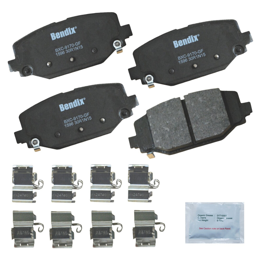 Bendix Priority1 Cfc1596 Ceramic Rear Brake Pads For Select Models Chrysler Grand Caravan Town & Country Dodge Journey Ram C/V Volkswagen Routan 887243215749