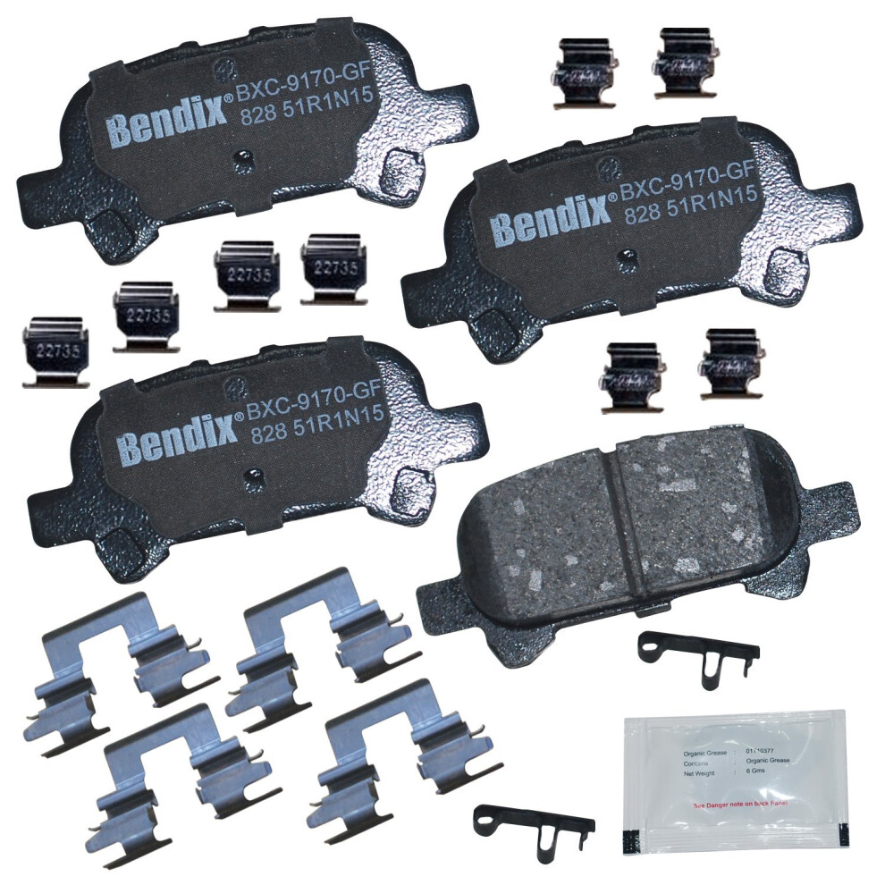 Bendix Priority1 Cfc828 Ceramic Rear Brake Pads For Toyota Avalon 2007-2000 Camry 2006-2000 Solara 1999 Solara 2008-2001 887243240161