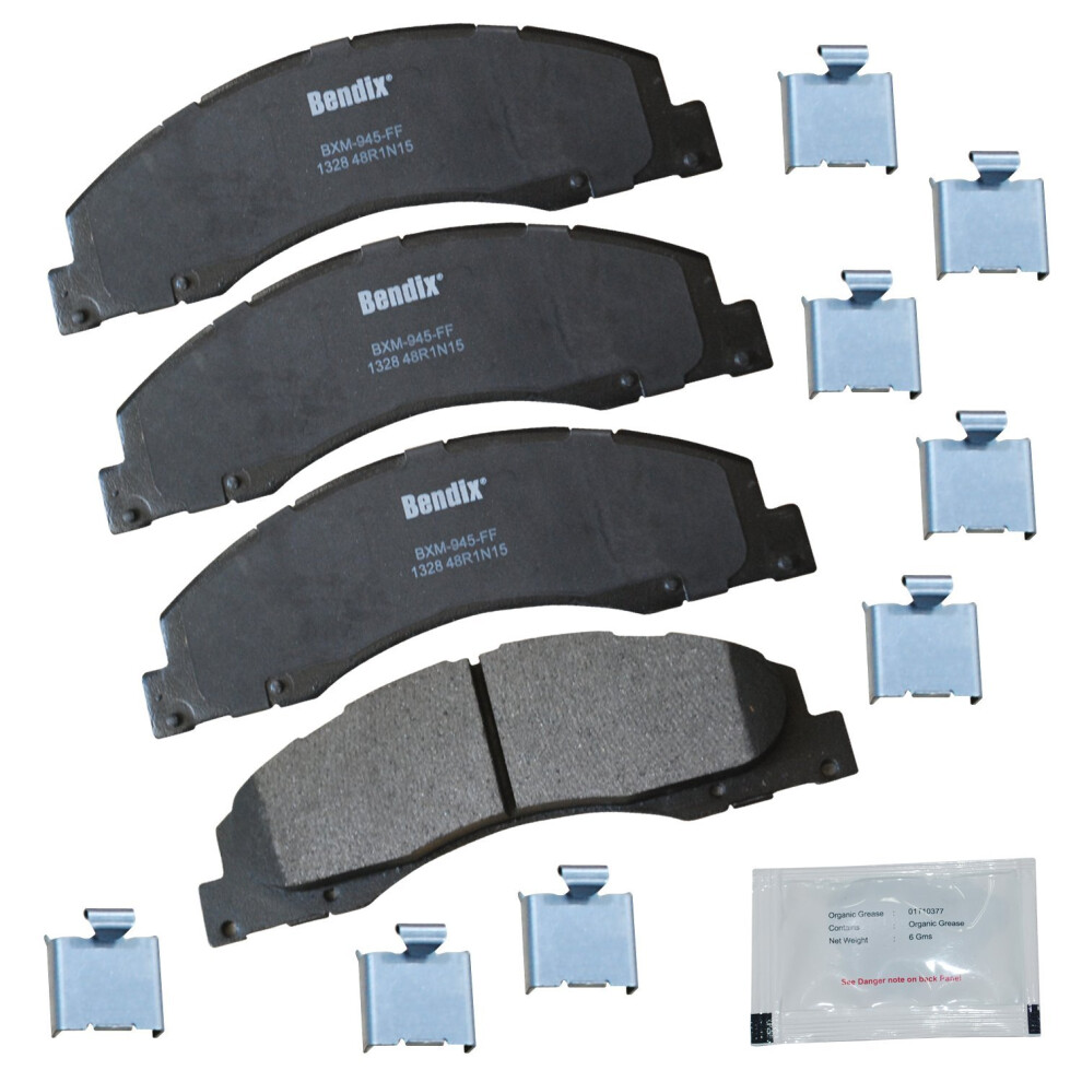 Bendix Priority1 Cfm1328 Semi-Metallic Front Brake Pads For Select Models Ford E-150 E-150 Econoline E-250 E-350 Super Duty E-450 Econoline Van W 887243240697