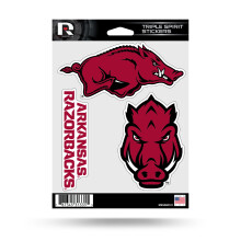 Rico Industries NCAA Arkansas Razorbacks Wycinany 3-czesciowy arkusz naklejek z potrσjnym duchem
