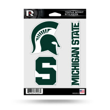 Rico Industries NCAA Michigan State Spartanie Wycinany arkusz naklejek Triple Spirit Jeden rozmiar Alternatywny 3-czesciowy