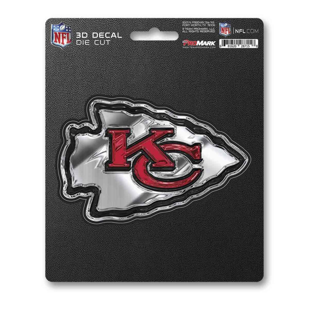 Fanmats 62778 Kansas City Chiefs 3D Decal Sticker 5 X 6.25 Team Colors 681620287158