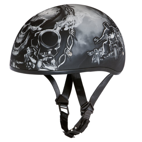 Daytona HELMETS Motorcycle Half Helmet Skull Cap- Guns 100% DOT Approved 1