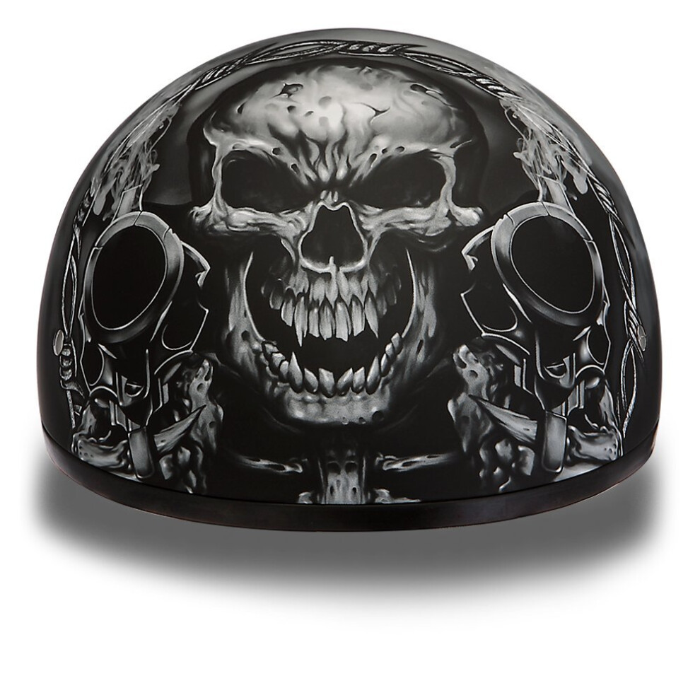 Daytona Helmets Motorcycle Half Helmet Skull Cap- Guns 100% Dot Approved 817920029819