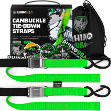 Rhino USA motorfiets spanbanden (2 stuks) Lab ge?specteerd 3 328lb breuksterkte stalen cambuckle spanbanden met ge?tegreerde zachte lussen - beter da