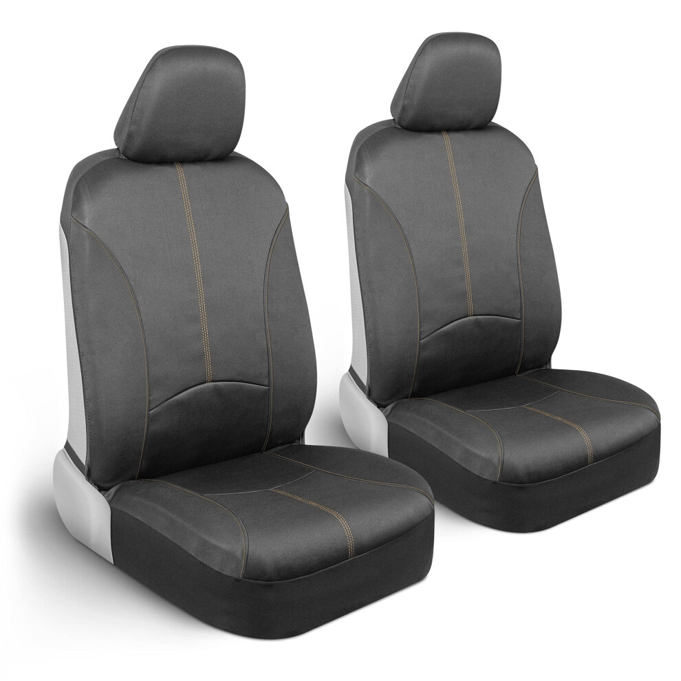 Motor Trend Spillguard Waterproof Car Seat Covers For Front Seats Stitching - Durable Neoprene Car Seat Protectors Easy To Install Interior C Beige 826942659706