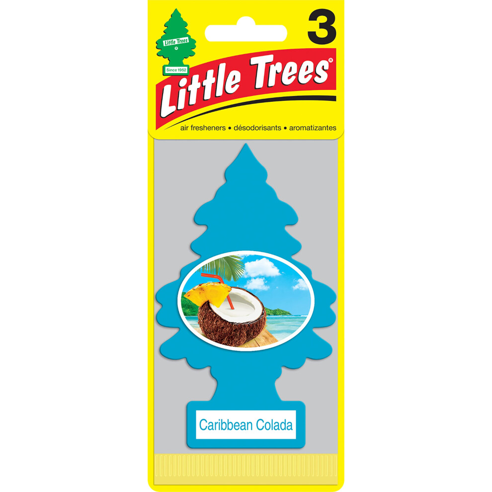 Little Trees Car Air Freshener | Hanging Paper Tree For Home Or Car | Caribbean Colada | 3 Pack 076171320247