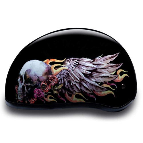 Daytona HELMETS Motorcycle Half Helmet Skull Cap- Skull Wings 100% DOT Approved 1