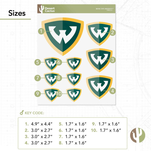 Adesivo Cactus do Deserto da Wayne State University WSU Warriors 2