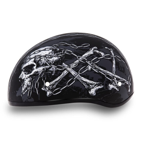 Daytona HELMETS Motorcycle Half Helmet Skull Cap- Skull Chains 100% DOT Approved 1