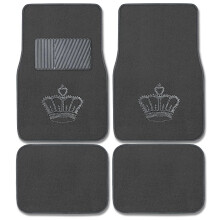 CarsCover King Crown Crystal Diamond Bling Rhinestone Studded Carpet Car SUV Truck Floor Mats 4 PCS - Charcoal