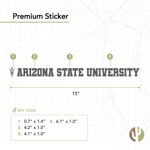 Desert Cactus Arizona State University Sticker Sun Devils ASU Name Logo ...