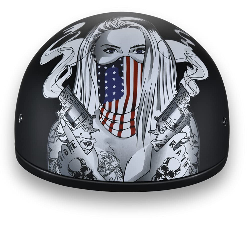 Daytona Helmets Half Skull Cap Motorcycle Helmet - Dot Approved [Make 'Em Pay] [S] 811673032010