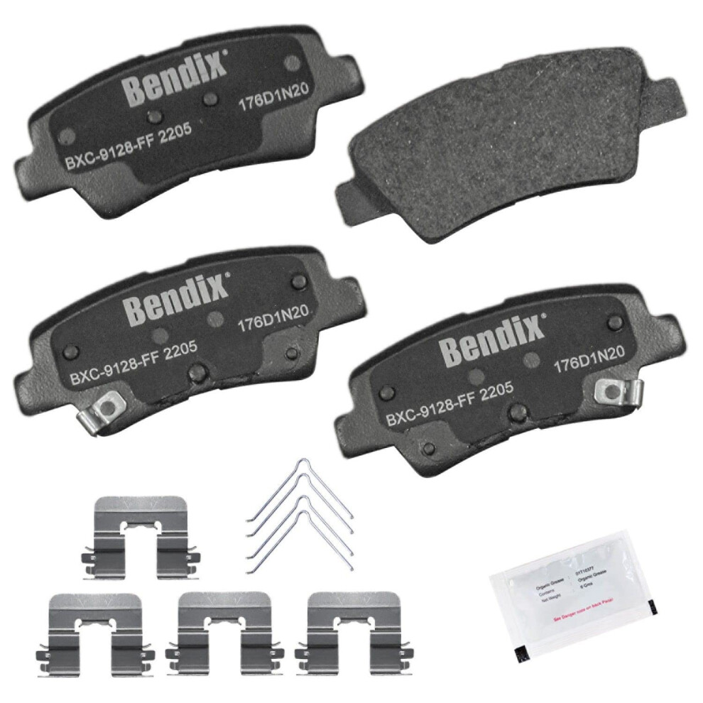 Bendix Priority1 Cfc2205 Ceramic Rear Brake Pads For Hyundai Veloster 2021-2019 Kia Forte 2023-2019 Forte5 2023 Niro Ev 2022-2019 Soul Ev 2023 887243377775