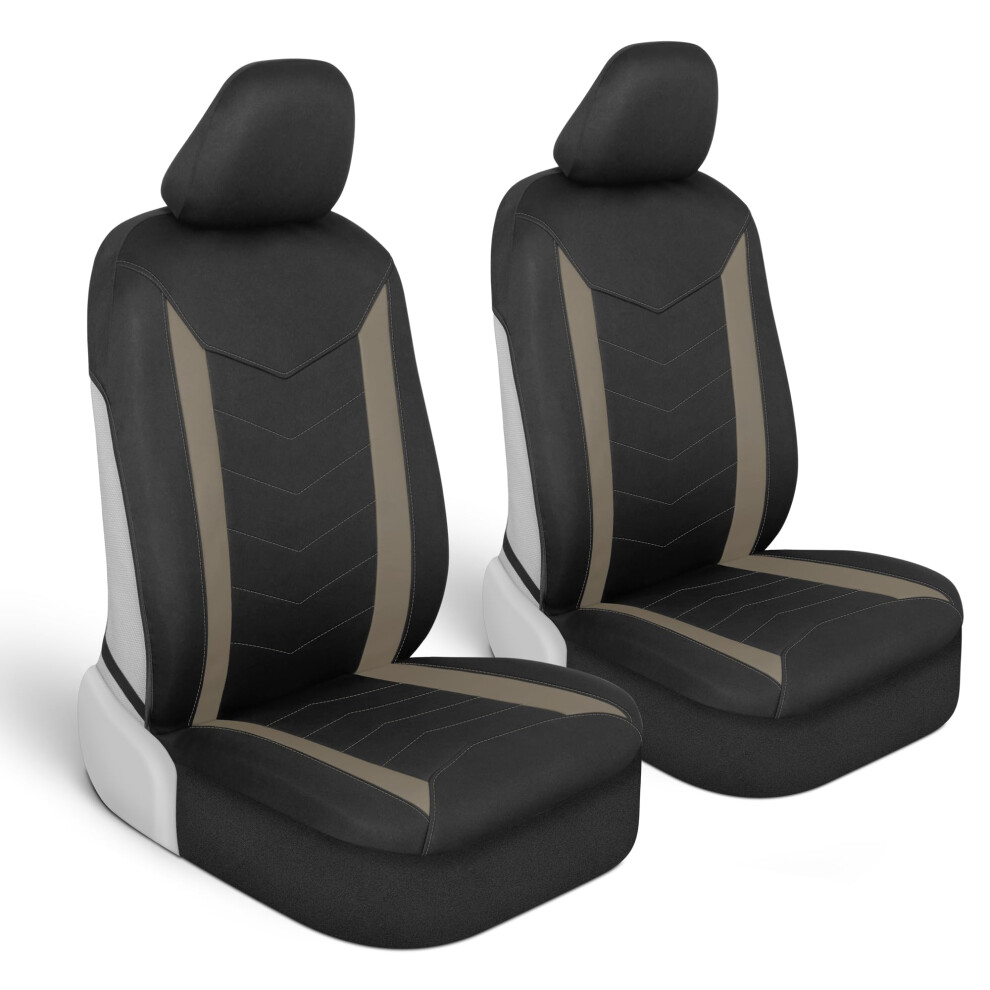 Motor Trend Spillguard 2 Seat Covers For Cars & Seat Covers For Trucks - Neoprene Lining Waterproof Car Seat Covers Front Seats Only - Suv Seat Beige 826942162640