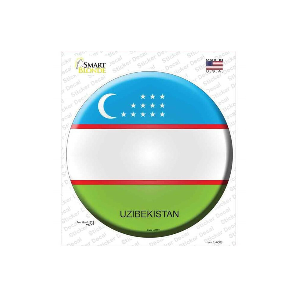 Smart Blonde C-468S-M Uzibekistan Country Novelty Circle Sticker Decal - Medium 792636440656