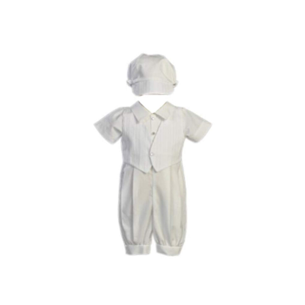 Barboteuse de bapt   me en coton et polyester et gilet brod    - Taille S (3-6 mois)