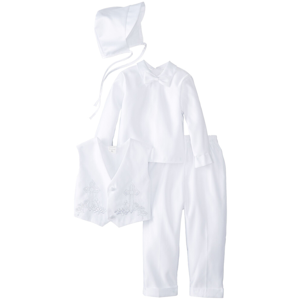 Joey Couture Baby Boys' Cross Embroidered Vested Christening Outfit  White  24 Months