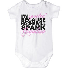 CarefreeTees Jeg er fork?let, fordi ingen vil sl? bedstemor (Baby Girls Bodysuit 12M Pink Text)