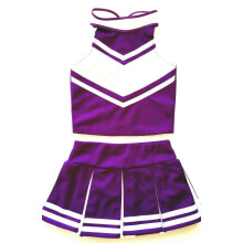 Total 2550 Little Girls' Cheerleader Cheerleading Outfit Uniform Costume Cosplay Violet/White (M / 5-8)